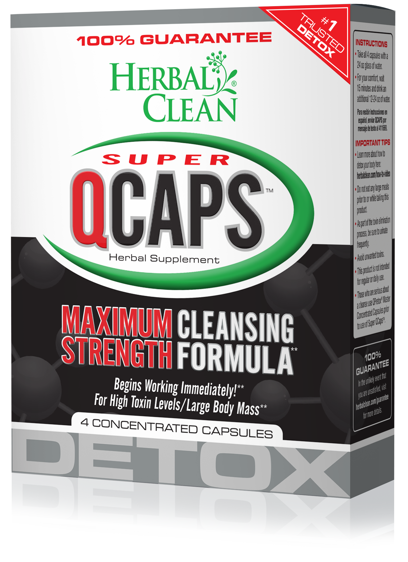 Herbal Clean Super QCaps Maximum Strength Detox - 4 Capsules (638080974882)